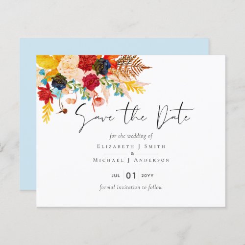 Budget Deep Red Blue Teal Cinnamon Save the Date