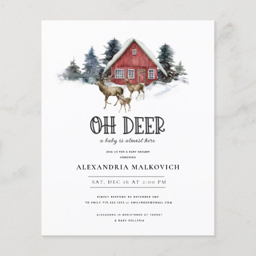 Budget Deer Themed Woodland Baby Shower Invitation