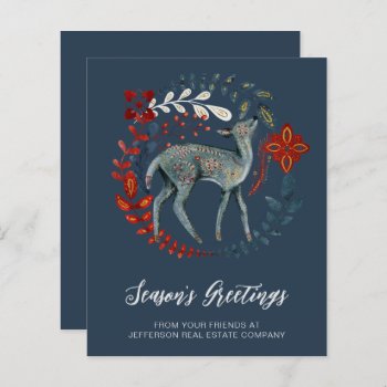 Budget Deer Wreath Nordic Business Holiday Card by XmasMall at Zazzle