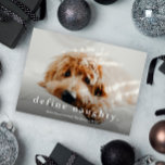 Budget Define Naughty Funny Pet Christmas Card<br><div class="desc">A funny 3 photo pet Christmas card with simple typography define naughty greeting on the front. The back has a happy new year greeting and 2 photos with personal message and names. Click the edit button to customize this design.</div>