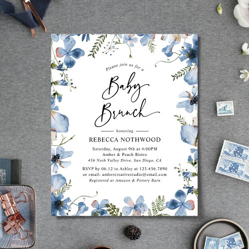 Budget Delicate Wildflowers Baby Brunch Invitation