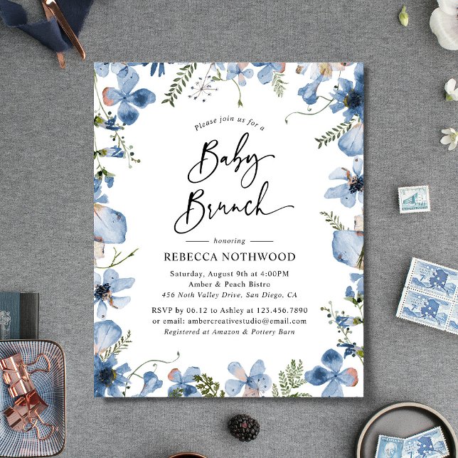 Budget Delicate Wildflowers Baby Brunch Invitation (Creator Uploaded)