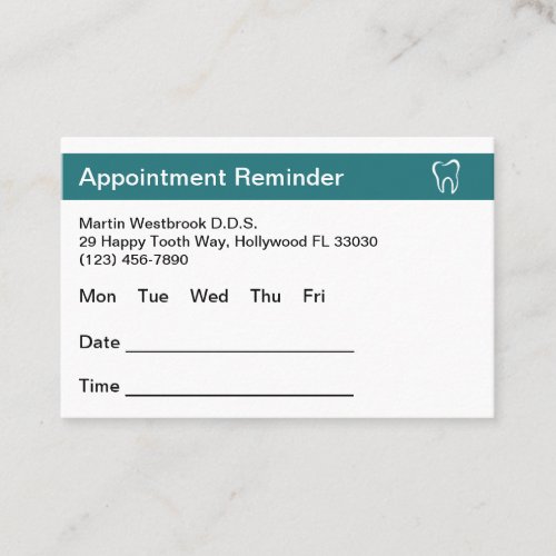 Budget Dentist Office Appointment Cards