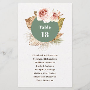 Budget desert floral boho wedding seating chart