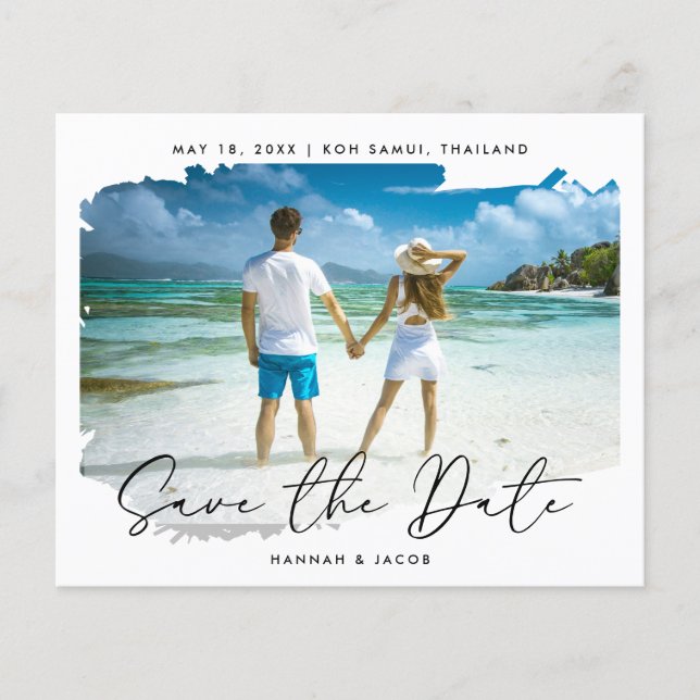 Budget Destination Wedding Save the Date Flyer (Front)