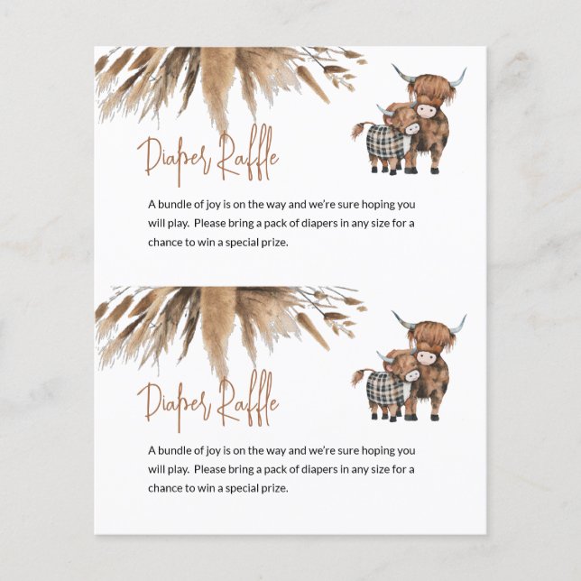 Budget Diaper Raffle Cow Farm Card Center Cut (Front)