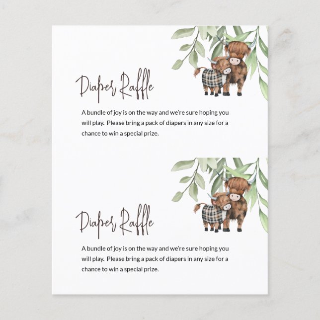 Budget Diaper Raffle Cow Greenery Card Center Cut (Front)