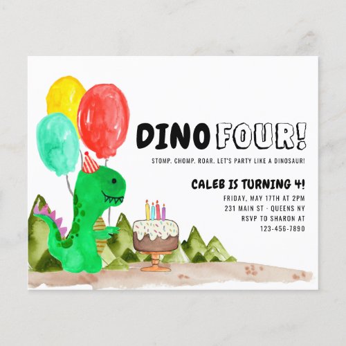 Budget Dino FOUR Balloon Dinosaur 4th Birthday