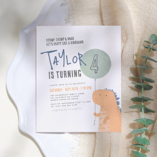 Budget Dinosaur Birthday Party Invitation