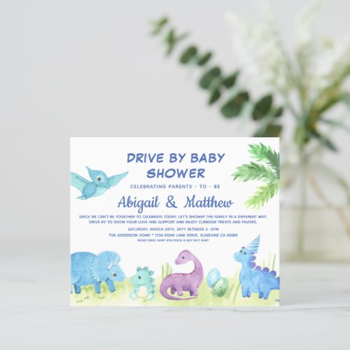 BUDGET Dinosaur Drive By Baby Shower Invitation