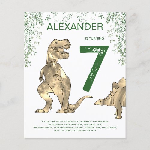 Budget Dinosaur jungle Birthday Party Flyer