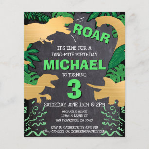 Budget Dinosaur Kids Boy Dino Birthday Invitation