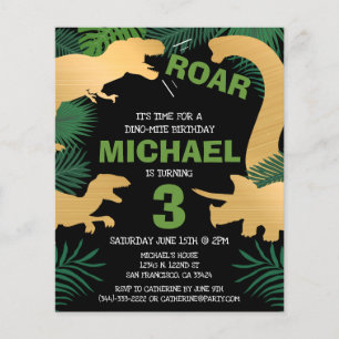 Budget Dinosaur Kids Dino Trex Birthday Invitation