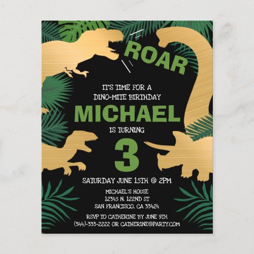 Budget Dinosaur Kids Dino Trex Birthday Invitation