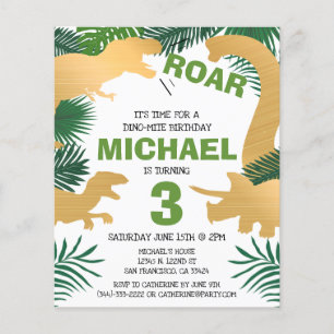 Budget Dinosaur Kids Dino Trex Birthday Invitation