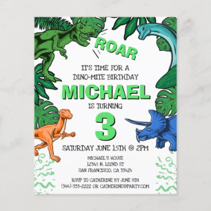 Budget Dinosaur Kids Dino Trex Birthday Invitation