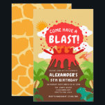 Budget Dinosaur Volcano Kids Birthday Invitation<br><div class="desc">Invite your guests to have a blast with this budget-friendly Dinosaur Volcano Kids Birthday Design. This design features an erupting volcano in a lush jungle with dinosaurs. The reverse is a pattern of Dinosaur spots. You can customize this further by clicking on the "PERSONALIZE" button. For further questions please contact...</div>