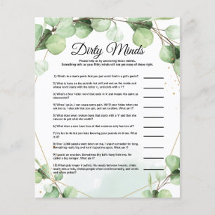 Budget Dirty Minds Bridal Shower Game Cards Flyer