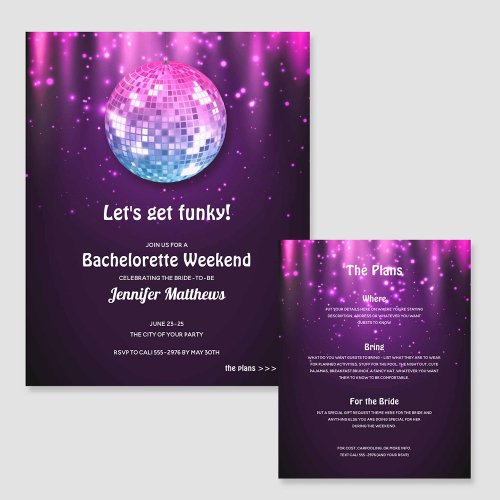 Budget Disco Bachelorette Party Invitations