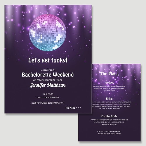 Budget Disco Bachelorette Party Invitations