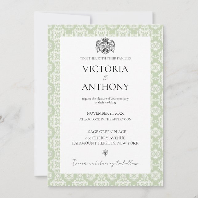Budget DIY Elegant Sage Green Custom Photo Wedding Invitation (Front)