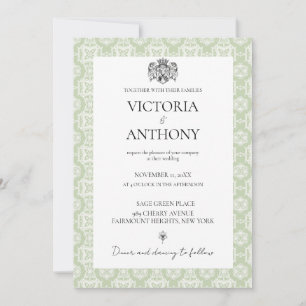 Budget DIY Elegant Sage Green Custom Photo Wedding Invitation