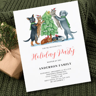 Budget Dog Cat Christmas Holiday Party Invitation Flyer