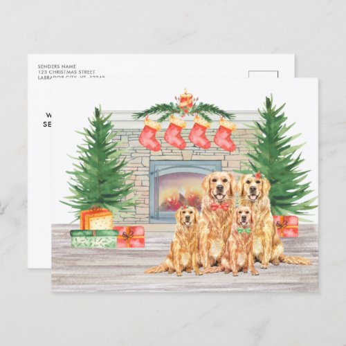 Budget Dog Golden Retriever Christmas Holiday Card