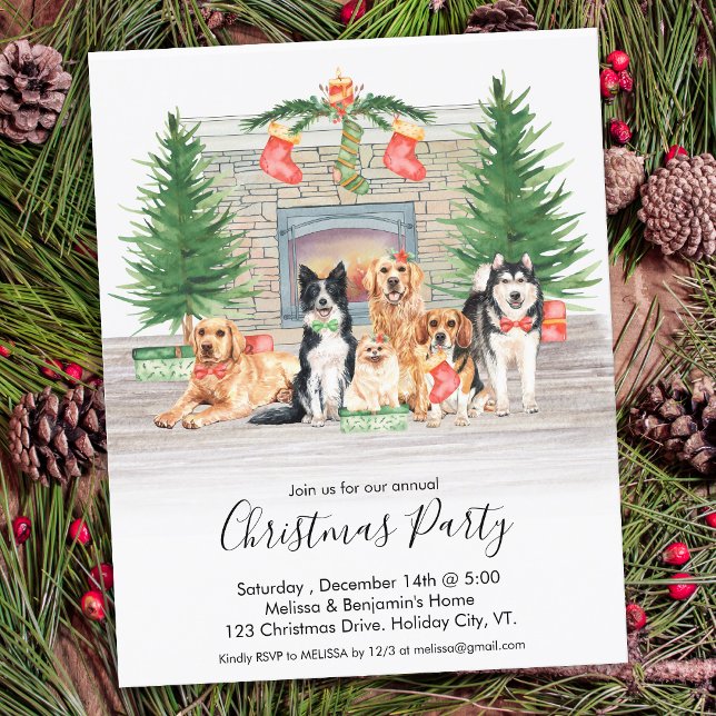 Budget Dog Lover Pet Dogs Christmas Party Invite (Creator Uploaded)