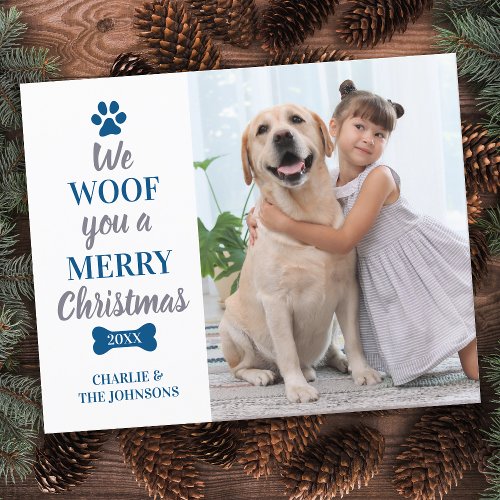 Budget Dog Merry Christmas Custom Pet Photo Card