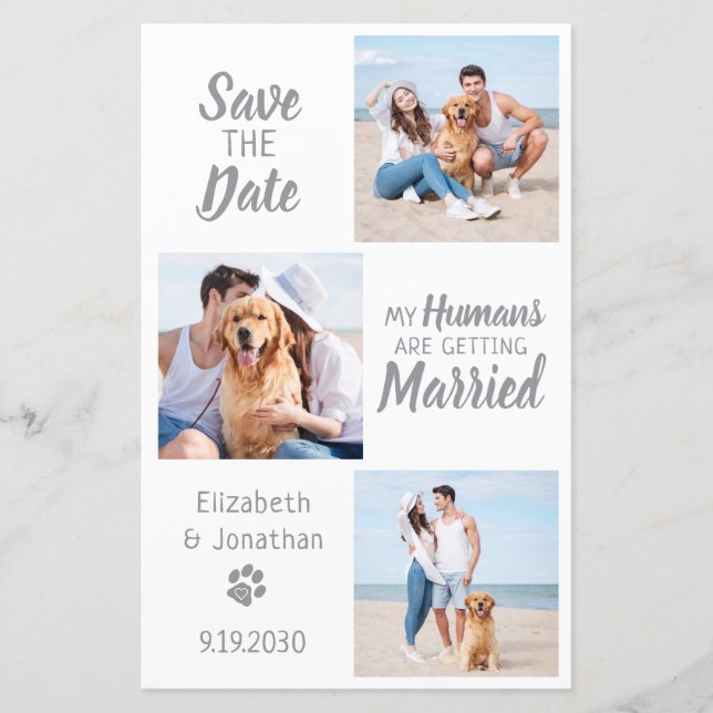 Budget Dog Wedding Photo Collage Save the Date (Front)