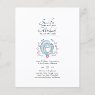 Budget Dolphins in Love Sealife Wedding Invites
