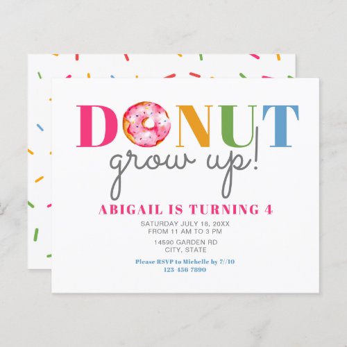 Budget Donut Grow Up Cute Birthday sprinkles party