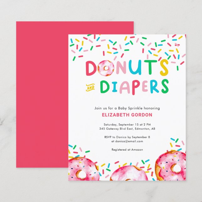 Budget Donuts & Diapers Baby Sprinkle Colorful (Front/Back)