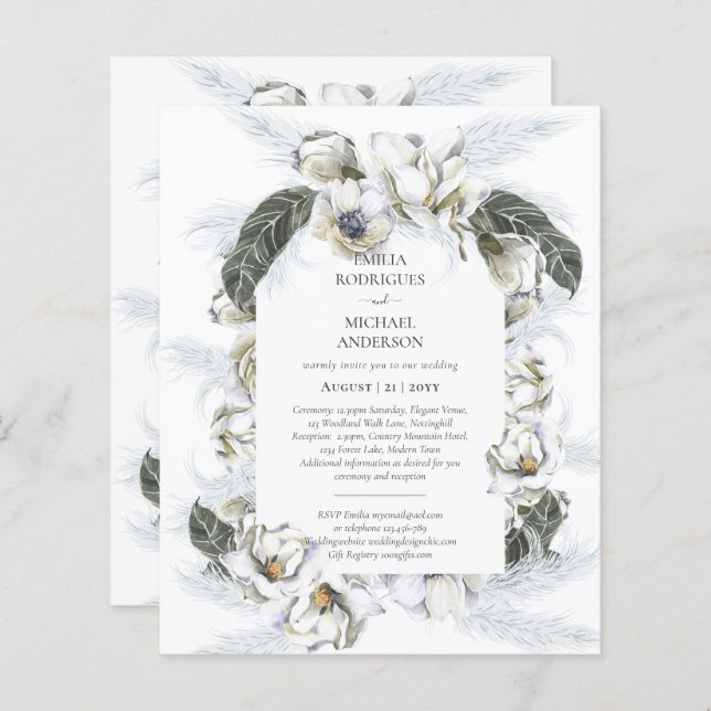 BUDGET Double Sided BILINGUAL Wedding White Floral (Front/Back)
