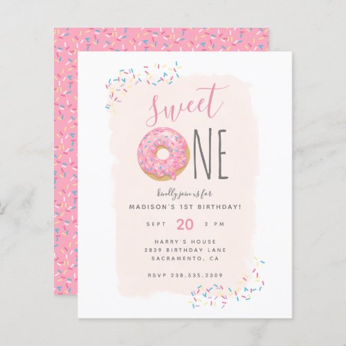Budget Doughnut Sprinkle Blush Sweet 1st Birthday