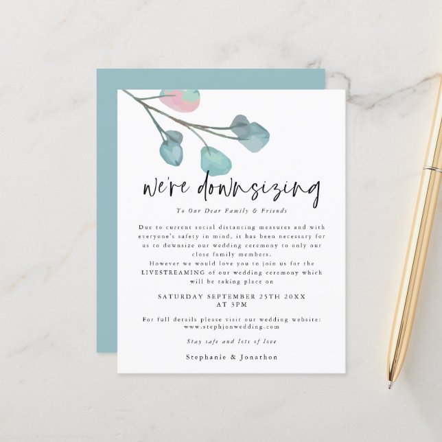 Budget Downsizing Script Eucalyptus Wedding (Front/Back In Situ)
