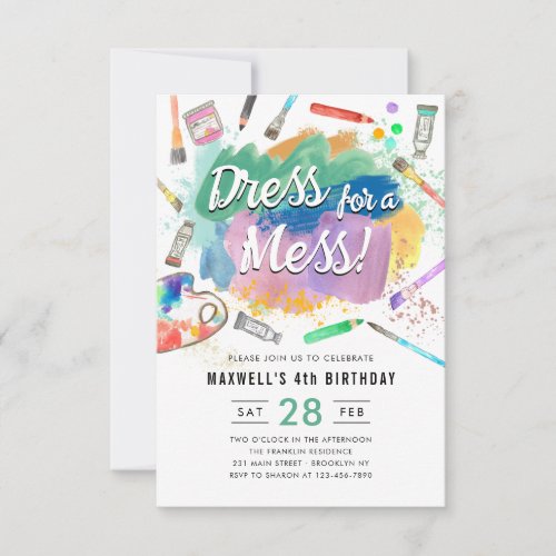 Budget Dress for a Mess Paint Painting Birthday Note Card