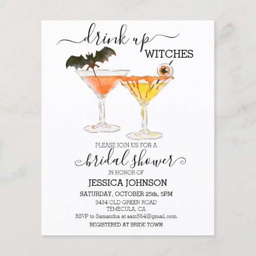 Budget Drink Up Witches Bridal Shower Halloween  Flyer