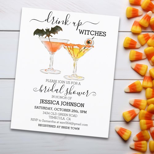 Budget Drink Up Witches Bridal Shower Halloween  Flyer