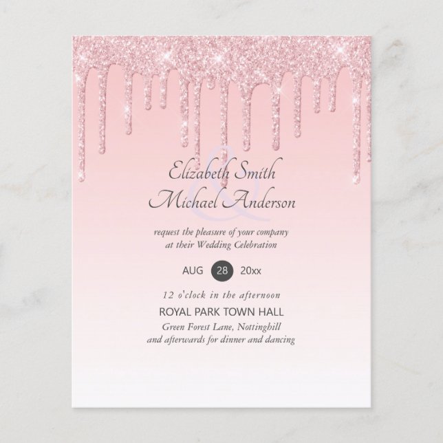 BUDGET Dripping Pink Glitter Wedding (Front)