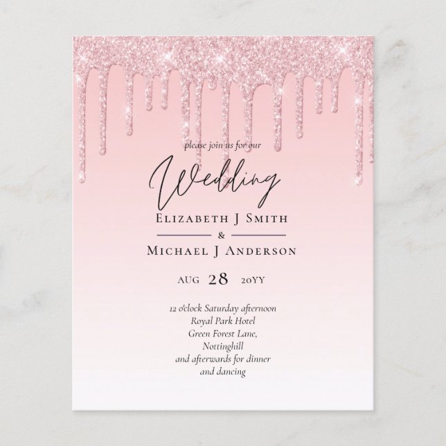 BUDGET Dripping Pink Glitter Wedding (Front)