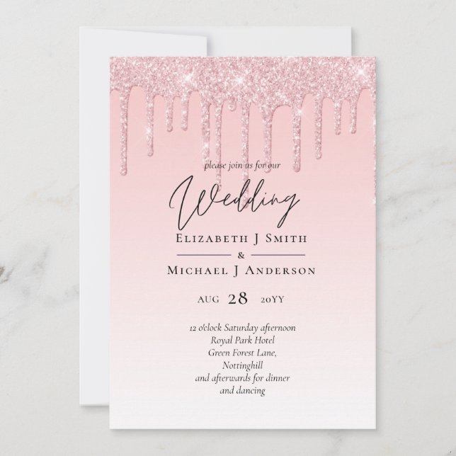 BUDGET Dripping Pink Glitter Wedding (Front)