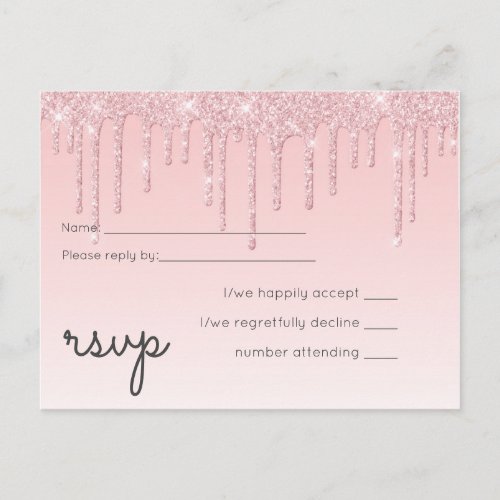 BUDGET Dripping Pink Glitter Wedding Invitation Postcard