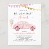 Budget Drive By Baby Shower Blush Pink Gold Foil (Front)