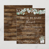 Budget Drive By Baby Shower Eucalyptus Rustic Wood (Front/Back)