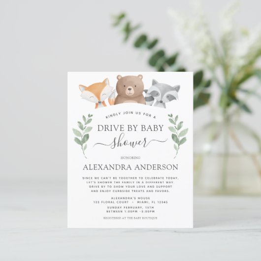 Budget Drive By Baby Shower Woodland Eucalyptus (Standing Front)