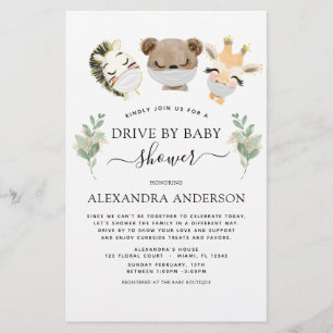 Budget Drive By Baby Shower Woodland Eucalyptus