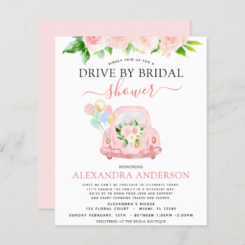 Budget Drive By Bridal Shower Floral Blush Pink
