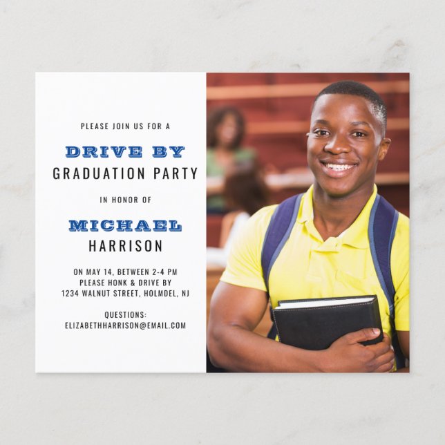 Budget Drive By Graduation Party Photo Invitation (Front)
